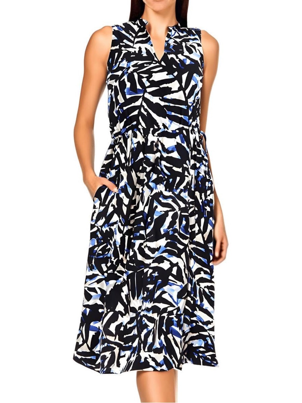 Anne Klein Sleeveless Abstract Print Midi Dress